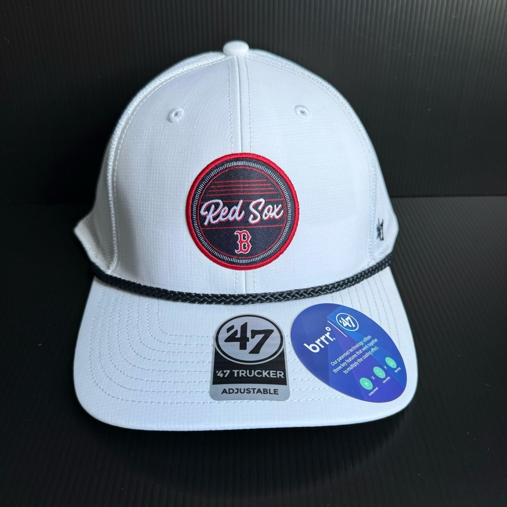 ‘47 Brand Adult Boston Red Sox White Trucker SnapBack Adjustable Hat